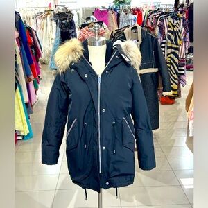Black Wild Arctic Winter Jacket With Fox Fur Hood